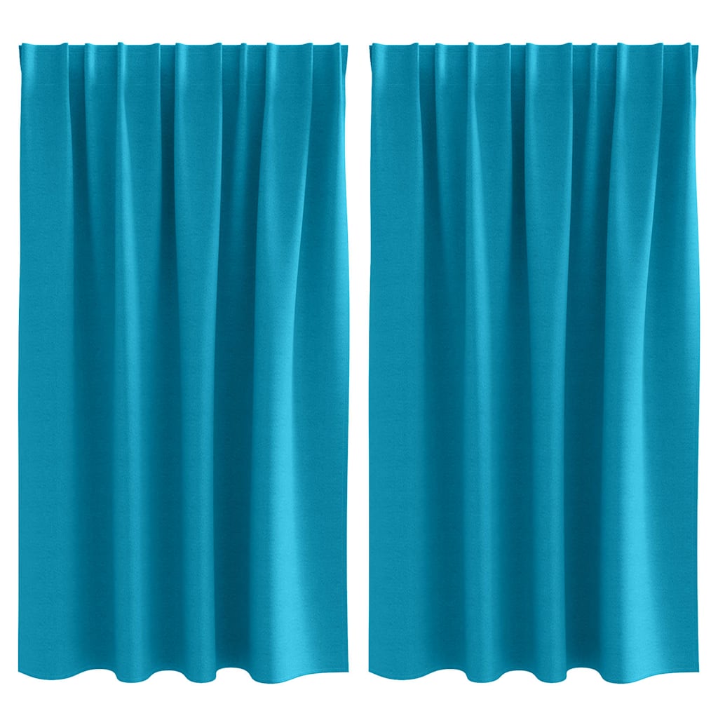 Tende Blackout con Anelli 2 pz Turchese 140 x 140 cm Poliestere
