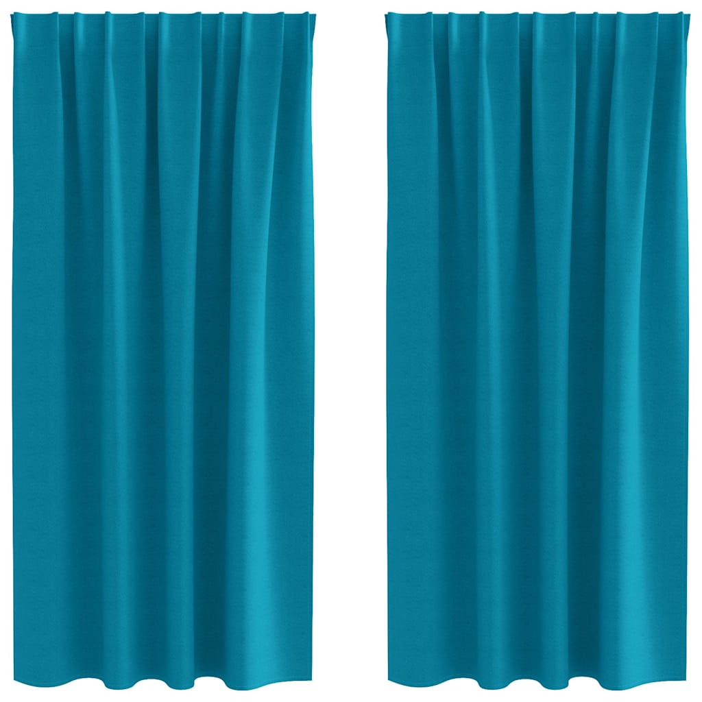 Tende Blackout con Anelli 2 pz Turchese 175 x 140 cm Poliestere