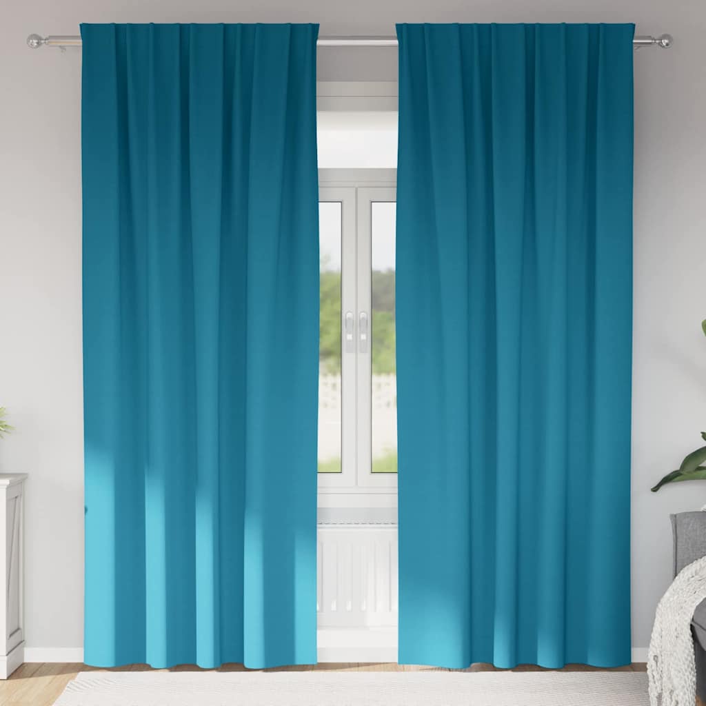 Tende Blackout con Anelli 2 pz Turchese 225 x 140 cm Poliestere