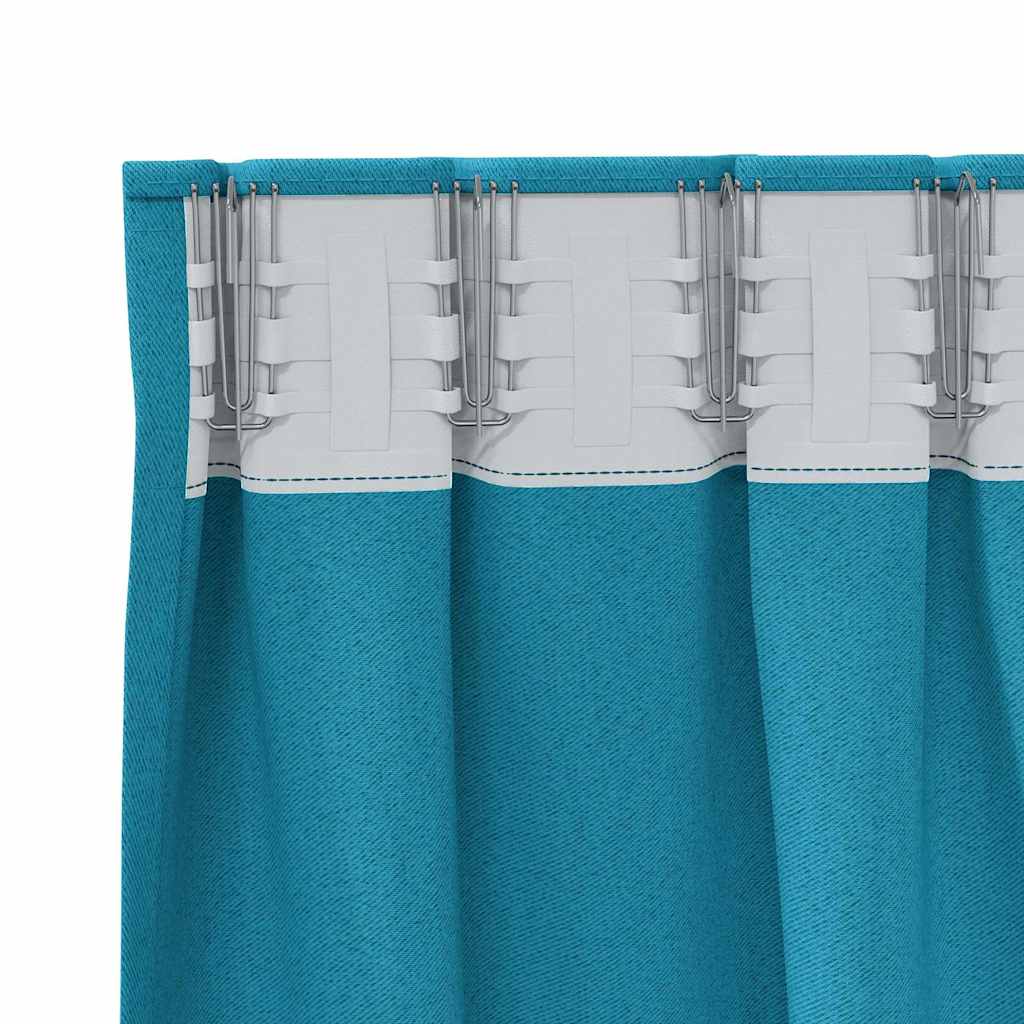 Tende Blackout con Anelli 2 pz Turchese 225 x 140 cm Poliestere