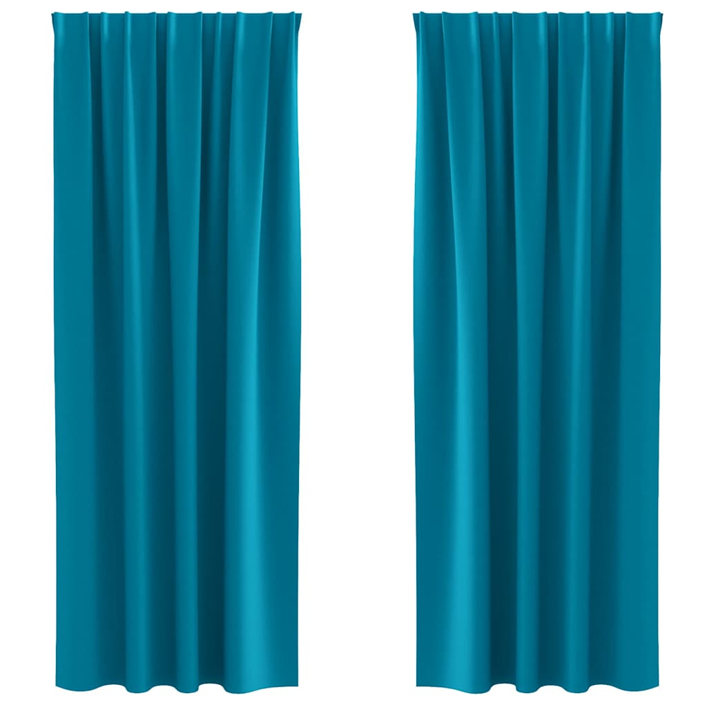 Tende Blackout con Anelli 2 pz Turchese 245 x 140 cm Poliestere