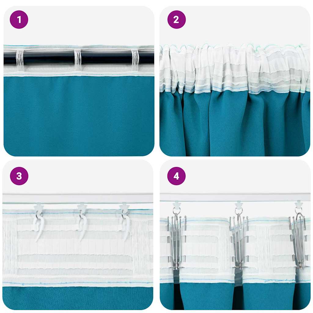 Tende Blackout con Anelli 2 pz Turchese 245 x 140 cm Poliestere