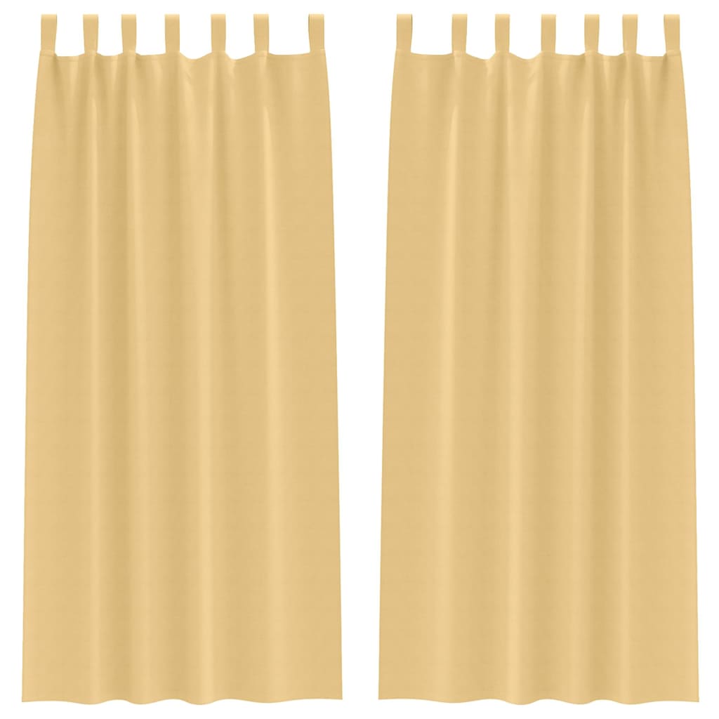 Tende Blackout con Anelli 2 pz Beige 260 x 140 cm Poliestere