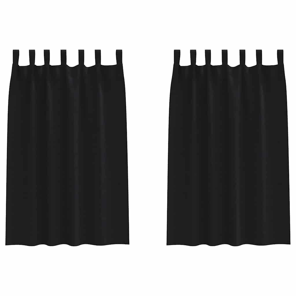Tende Blackout con Anelli 2 pz Nero 175 x 140 cm Poliestere