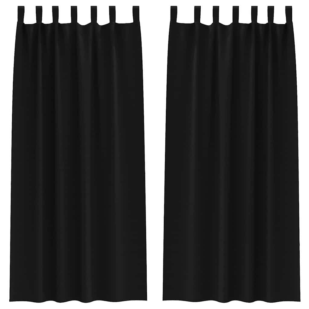 Tende Blackout con Anelli 2 pz Nero 225 x 140 cm Poliestere