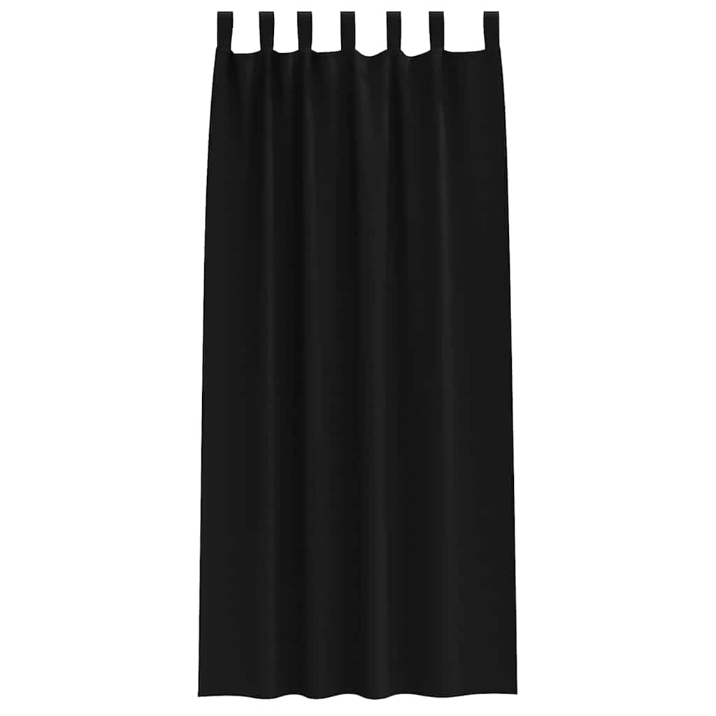 Tende Blackout con Anelli 2 pz Nero 225 x 140 cm Poliestere