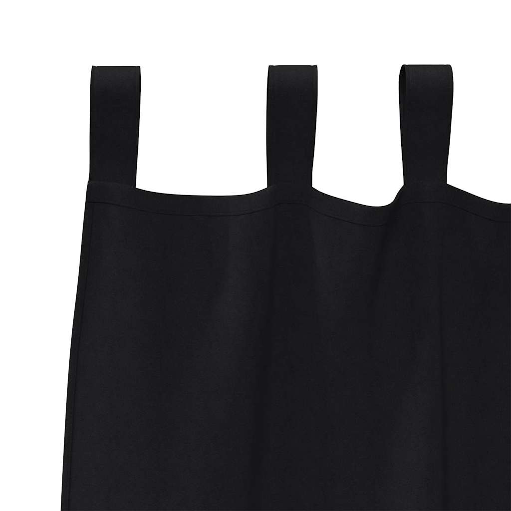 Tende Blackout con Anelli 2 pz Nero 225 x 140 cm Poliestere