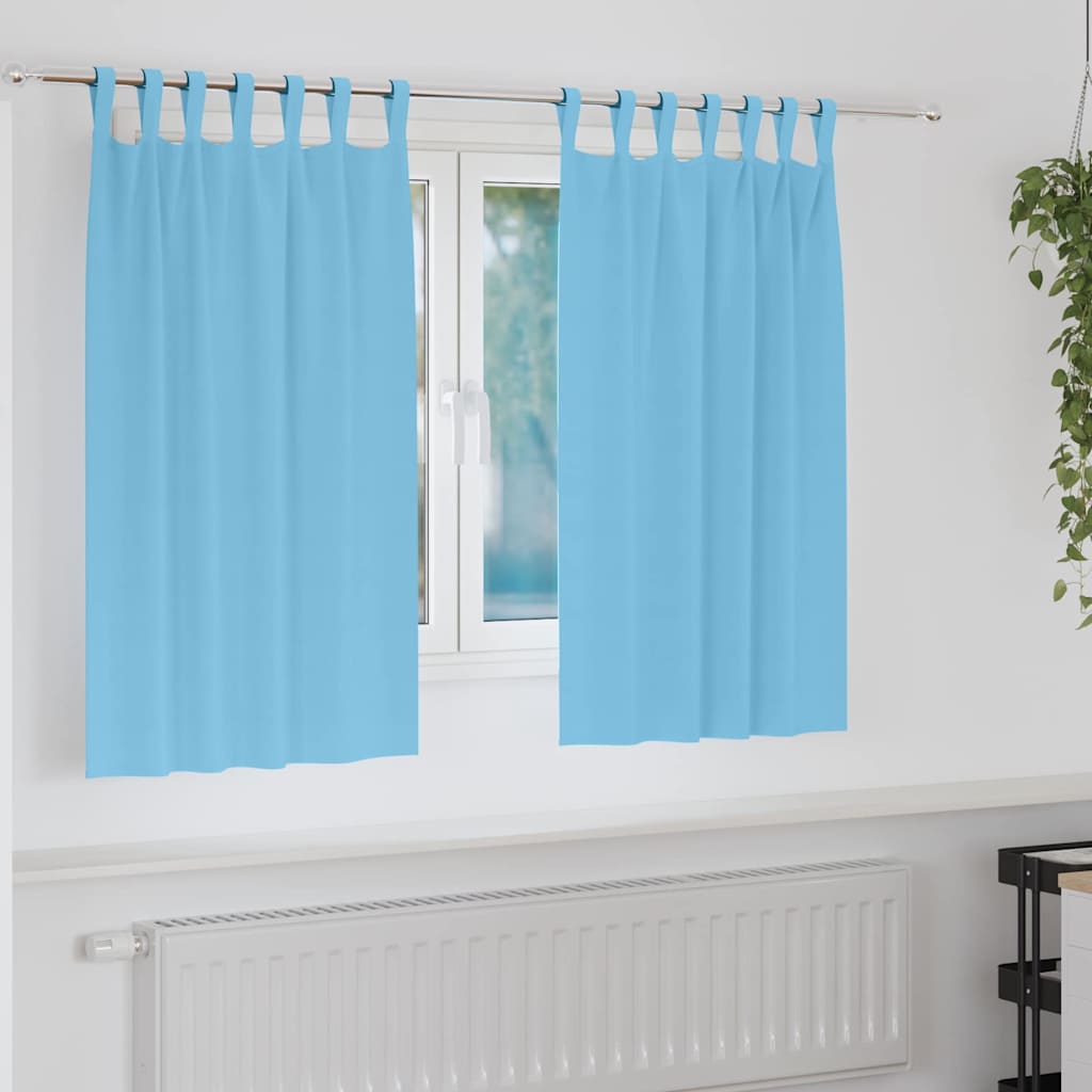 Tende Blackout con Anelli 2 pz Azzurro 140 x 140 cm Poliestere