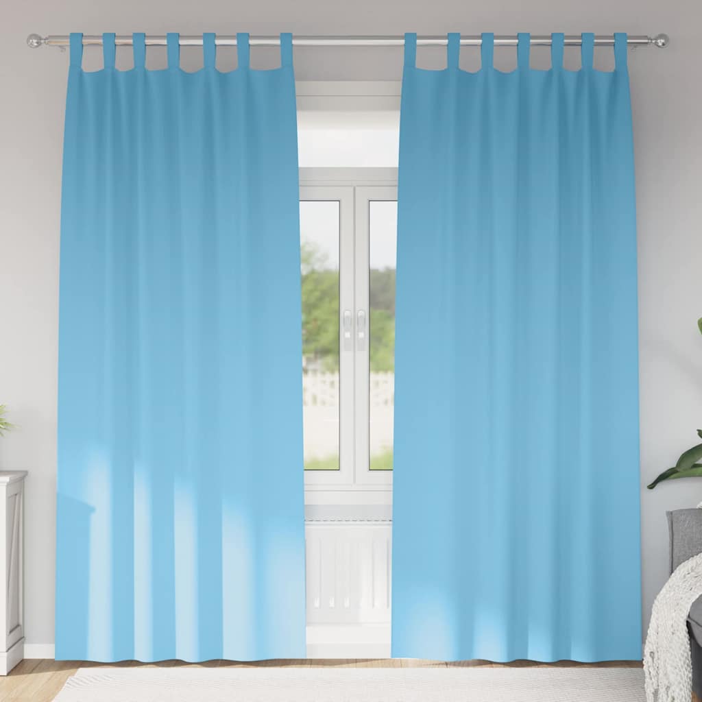 Tende Blackout con Anelli 2 pz Azzurro 245 x 140 cm Poliestere