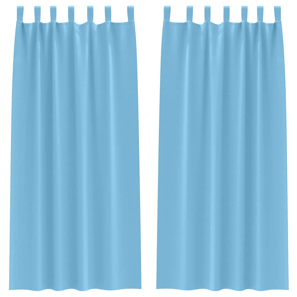 Tende Blackout con Anelli 2 pz Azzurro 260 x 140 cm Poliestere