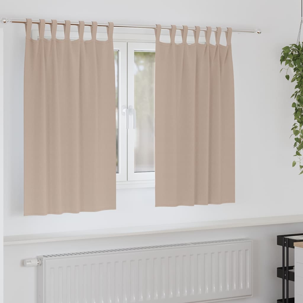 Tende Blackout con Anelli 2 pz Tortora 140 x 140 cm Poliestere