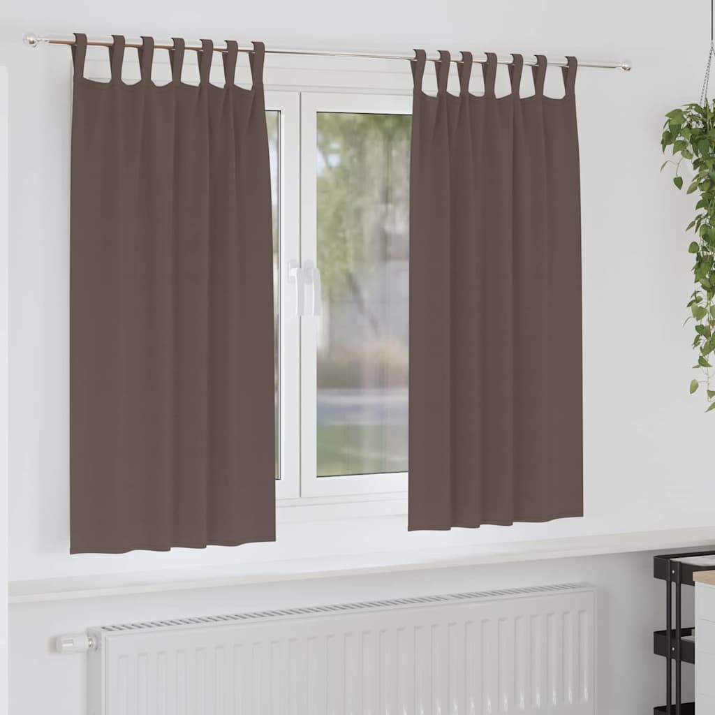 Tende Blackout con Anelli 2 pz Marrone Scuro 175 x 140 cm