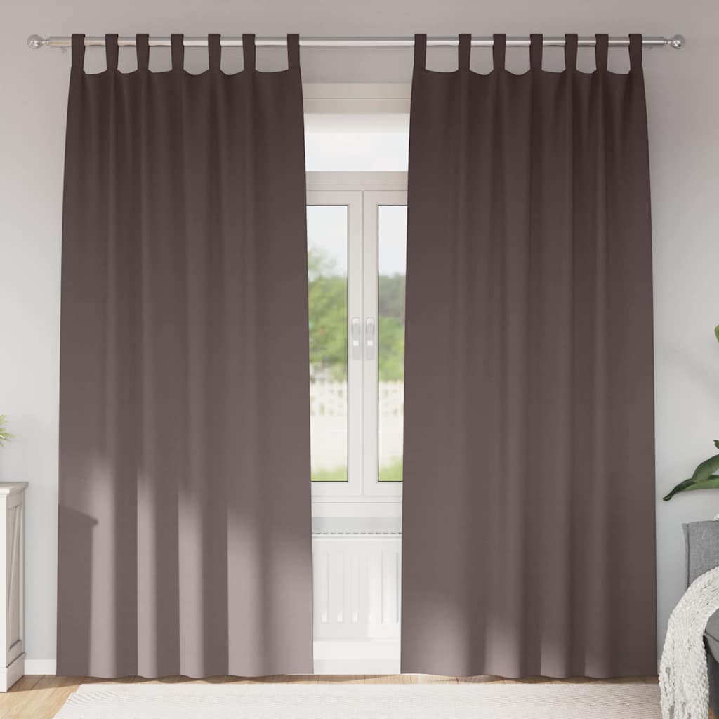 Tende Blackout con Anelli 2 pz Marrone Scuro 245 x 140 cm