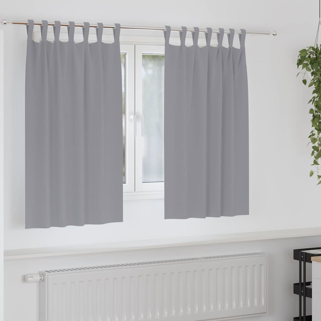 Tende Blackout con Anelli 2 pz Grigio Chiaro 140 x 140 cm