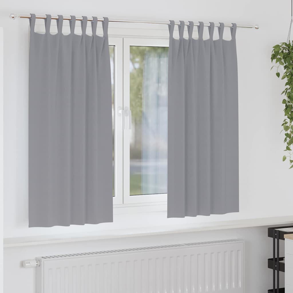 Tende Blackout con Anelli 2 pz Grigio Chiaro 175 x 140 cm