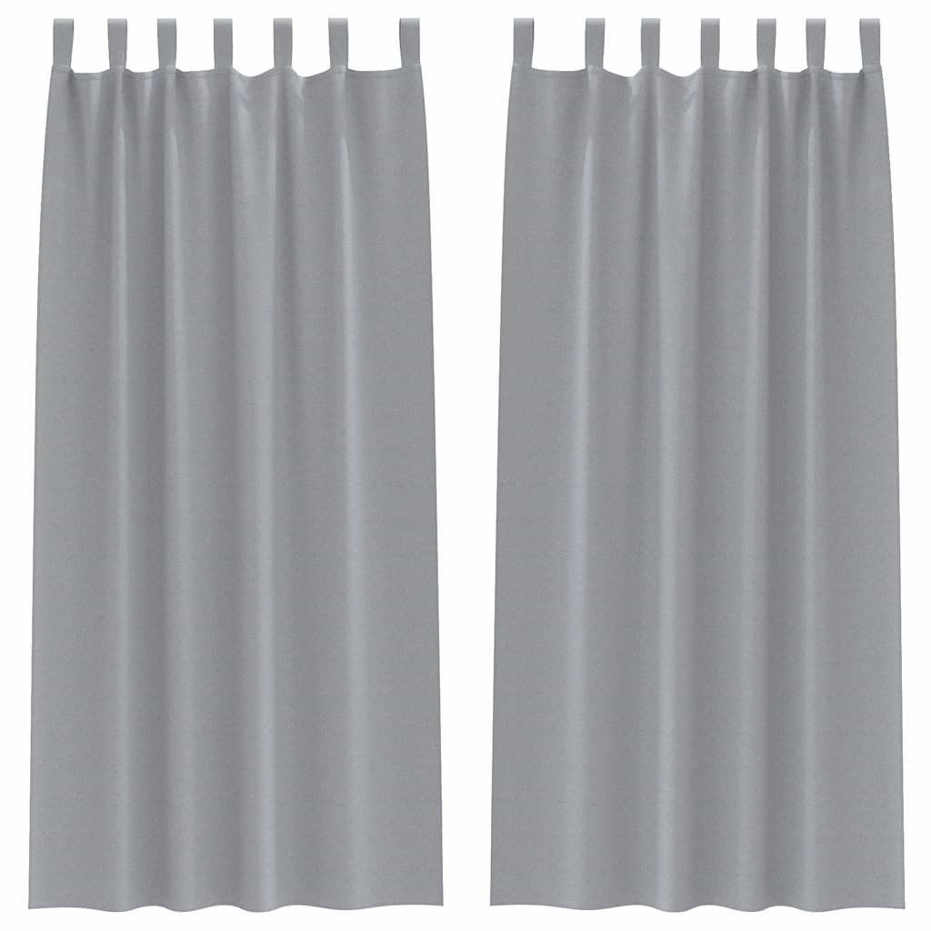 Tende Blackout con Anelli 2 pz Grigio Chiaro 245 x 140 cm