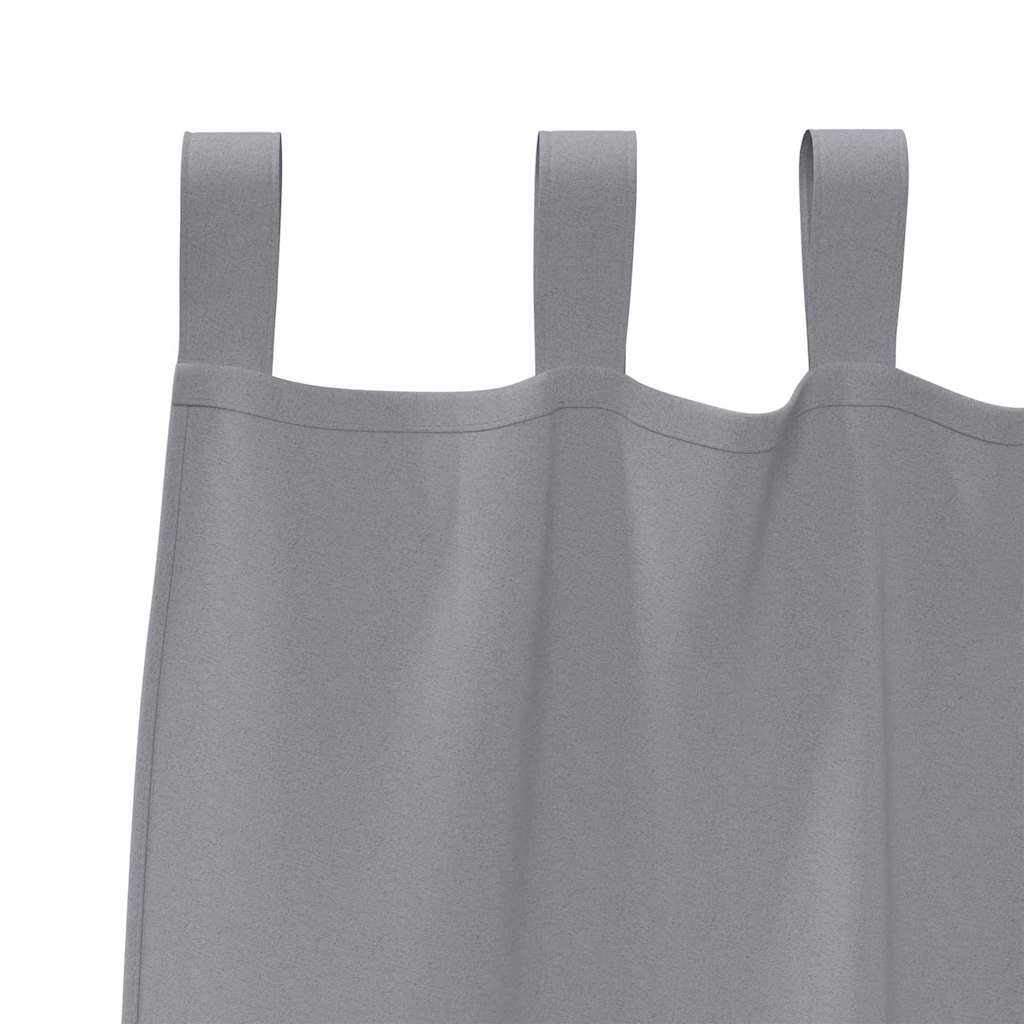 Tende Blackout con Anelli 2 pz Grigio Chiaro 260 x 140 cm