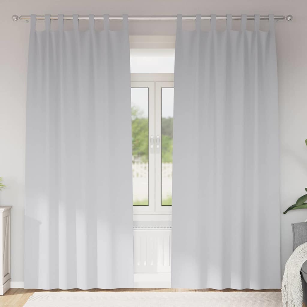 Tende Blackout con Anelli 2 pz Grigio Chiaro 245 x 140 cm