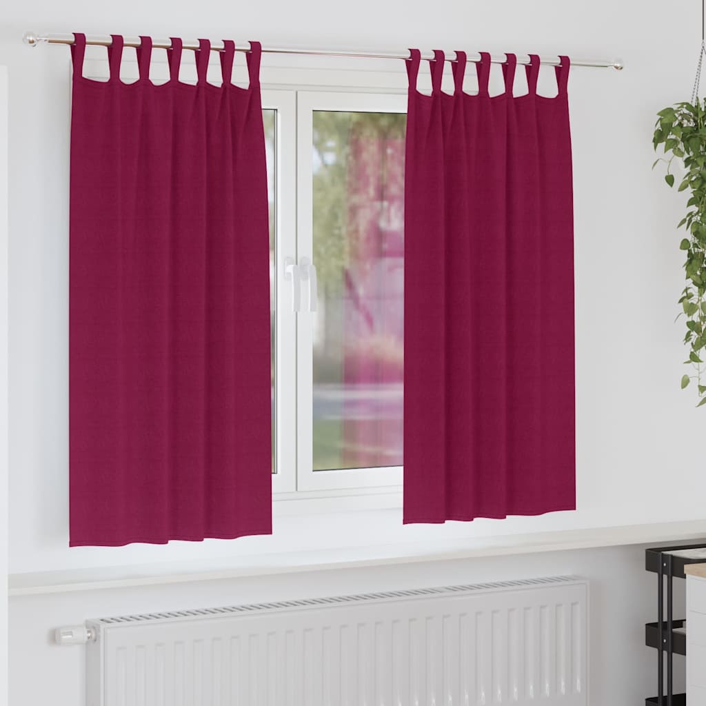 Tende Blackout con Anelli 2 pz Rosso Vino 175 x 140 cm