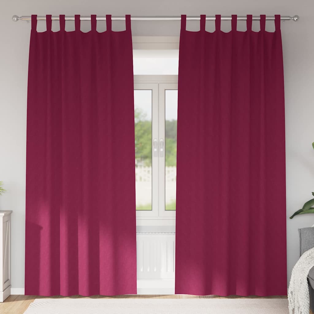 Tende Blackout con Anelli 2 pz Rosso Vino 260 x 140 cm