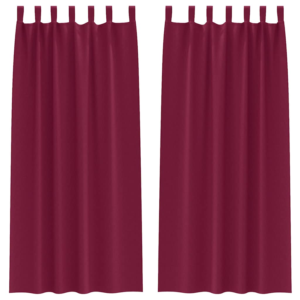 Tende Blackout con Anelli 2 pz Rosso Vino 260 x 140 cm