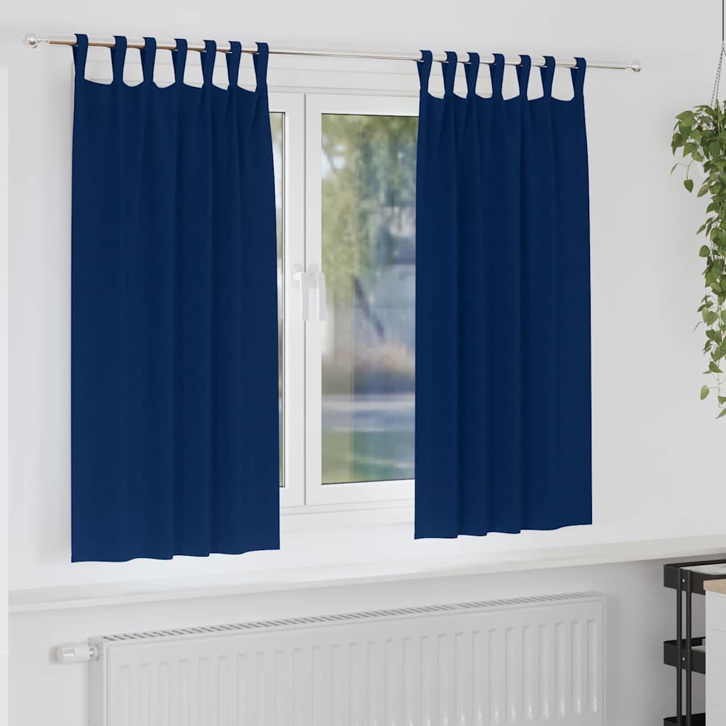 Tende Blackout con Anelli 2 pz Blu Scuro 175 x 140 cm