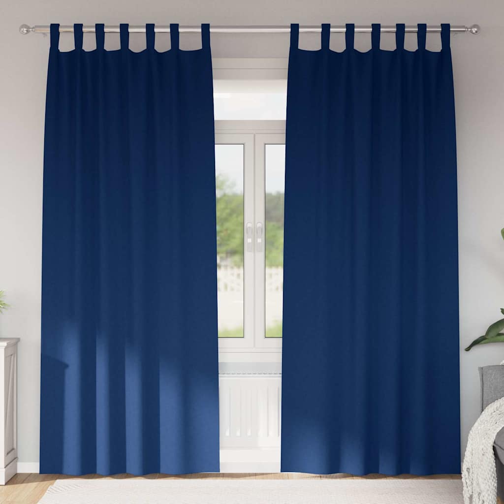 Tende Blackout con Anelli 2 pz Blu Scuro 260 x 140 cm