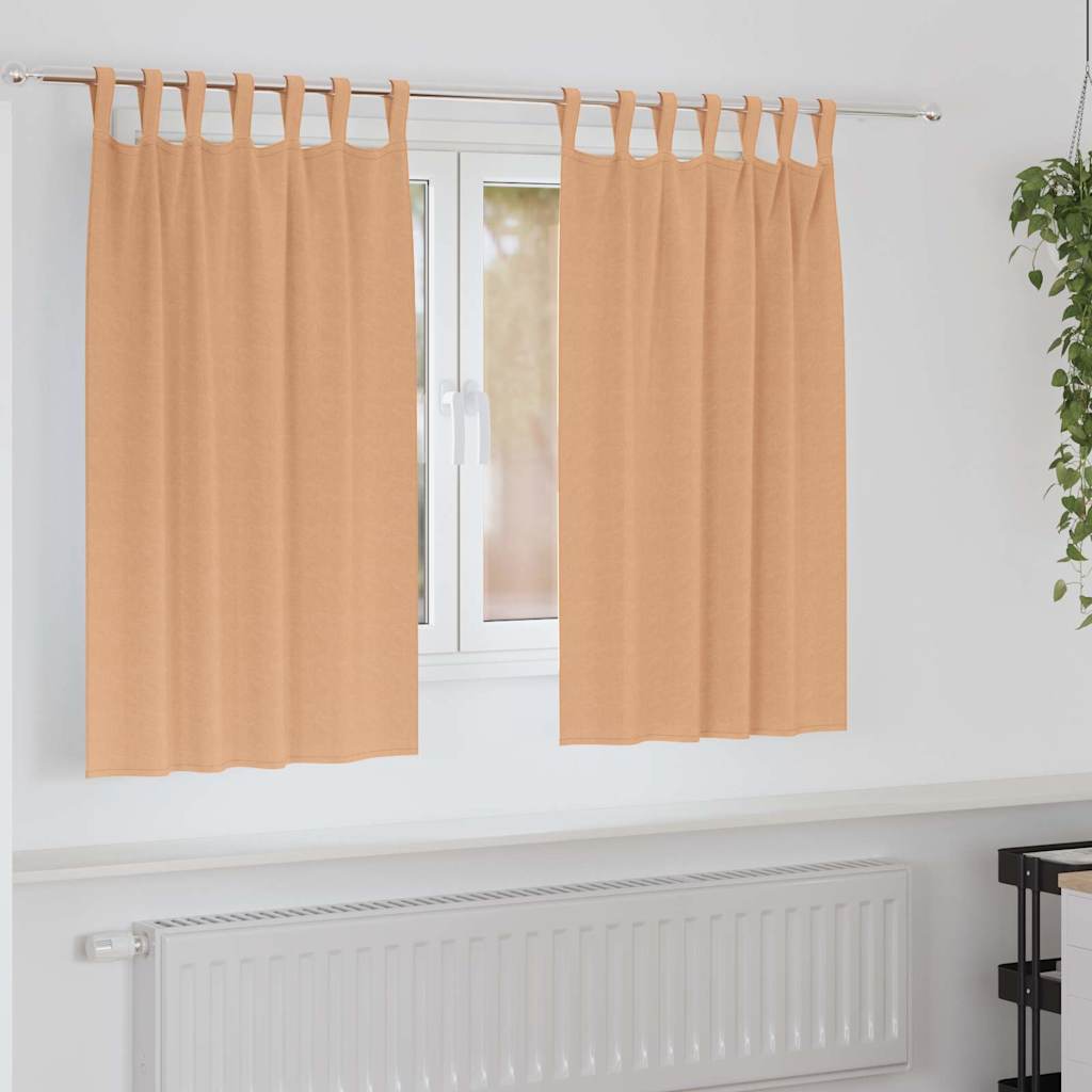 Tende Blackout con Anelli 2 pz Marrone Chiaro 140 x 140 cm
