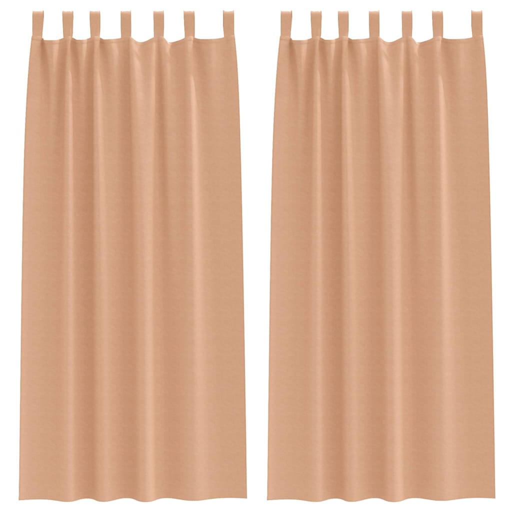 Tende Blackout con Anelli 2 pz Marrone Chiaro 225 x 140 cm