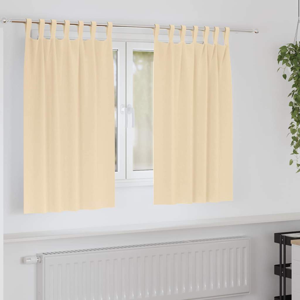 Tende Blackout con Anelli 2 pz Crema 140 x 140 cm Poliestere