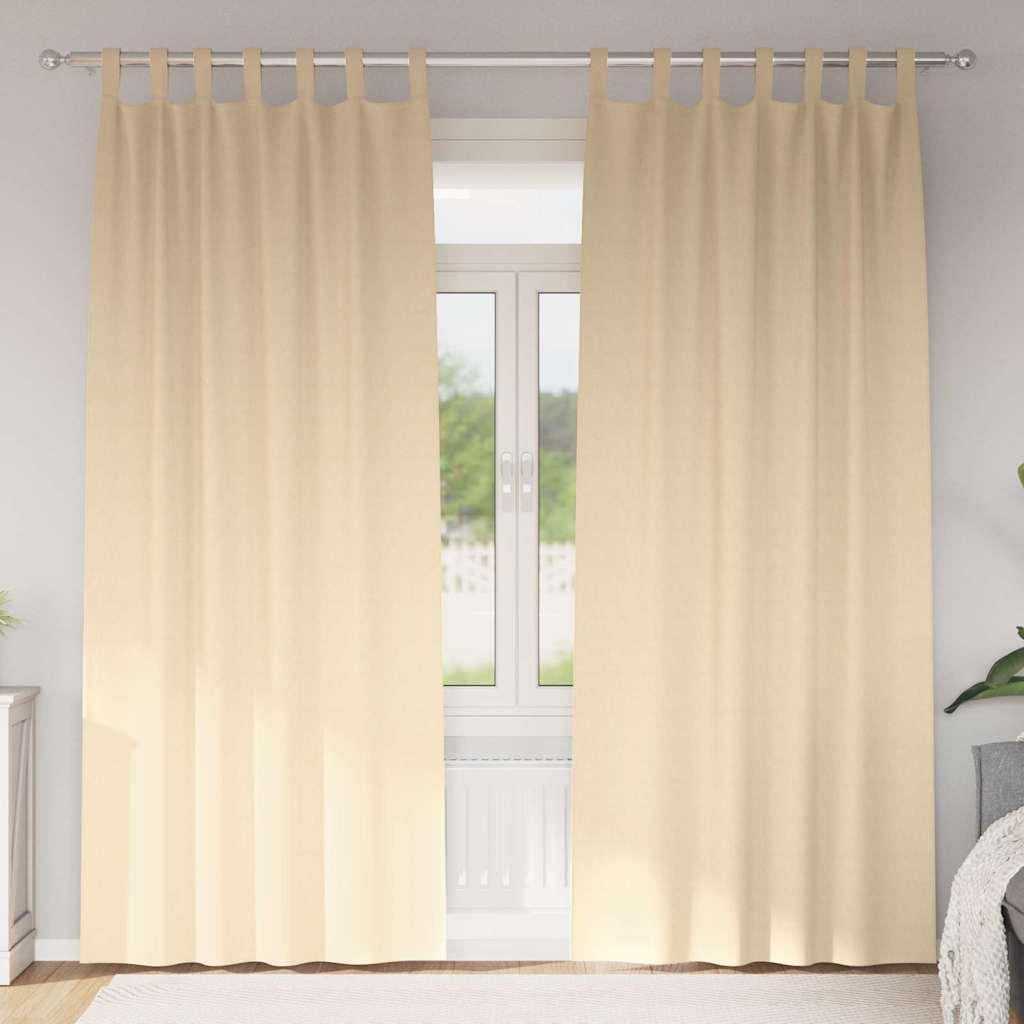 Tende Blackout con Anelli 2 pz Crema 245 x 140 cm Poliestere