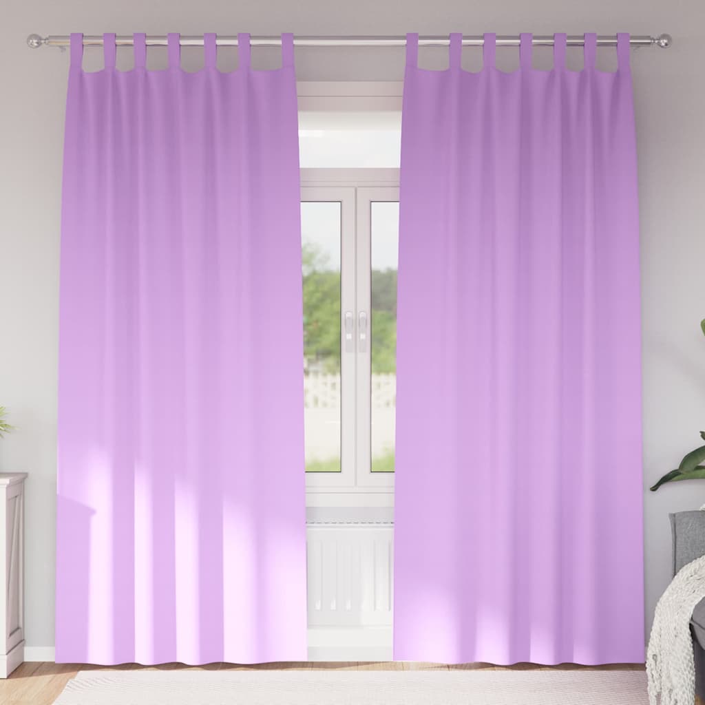 Tende Blackout con Anelli 2 pz Viola 225 x 140 cm Poliestere