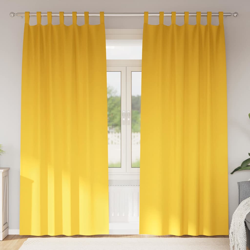 Tende Blackout con Anelli 2 pz Giallo Senape 225 x 140 cm