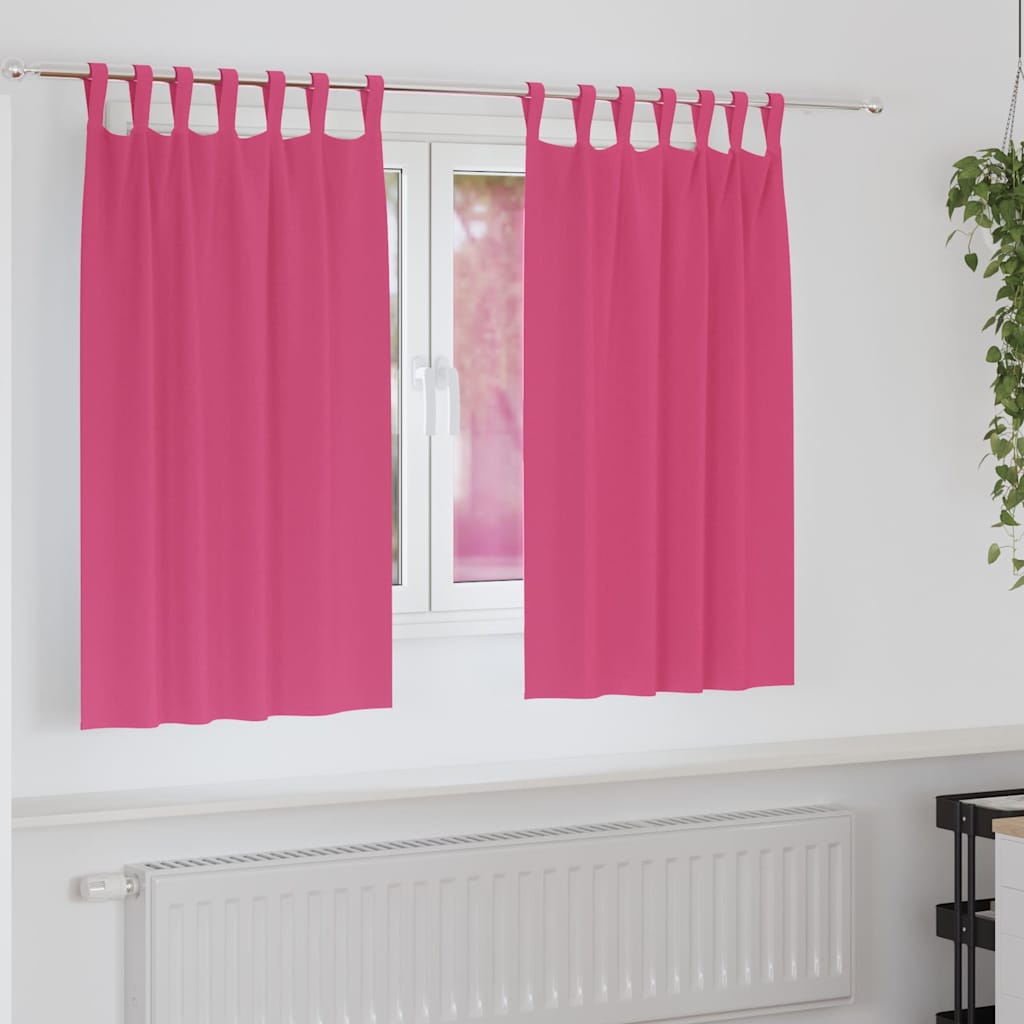 Tende Blackout con Anelli 2 pz Rosa Vivo 140 x 140 cm