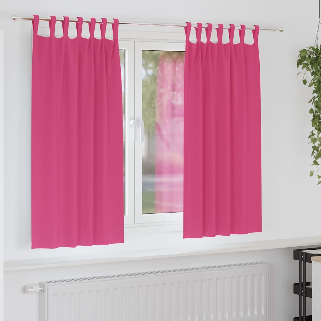 Tende Blackout con Anelli 2 pz Rosa Vivo 175 x 140 cm