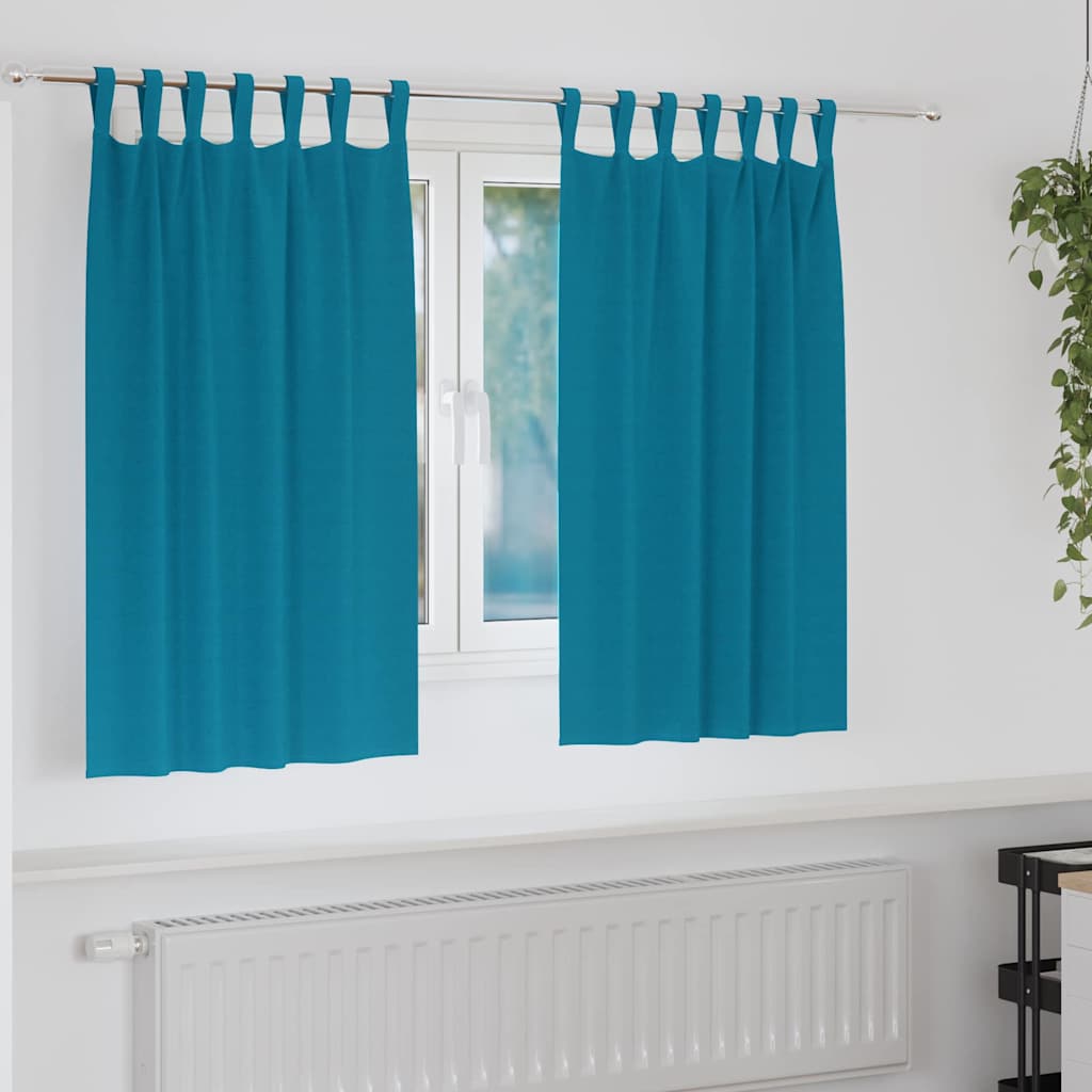 Tende Blackout con Anelli 2 pz Turchese 140 x 140 cm Poliestere