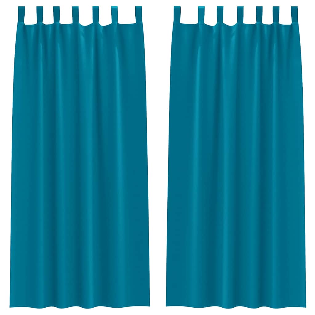 Tende Blackout con Anelli 2 pz Turchese 245 x 140 cm Poliestere