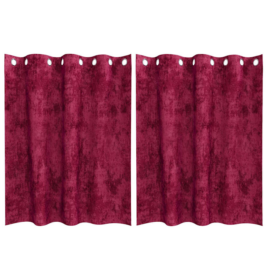 Tende in Velluto 2 pz Rosso Vino 140 x 140 cm Velluto