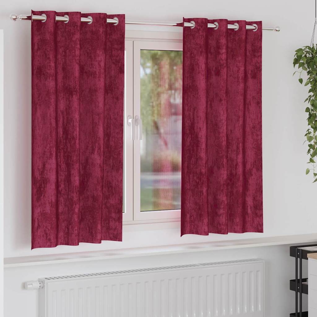 Tende in Velluto 2 pz Rosso Vino 175 x 140 cm Velluto