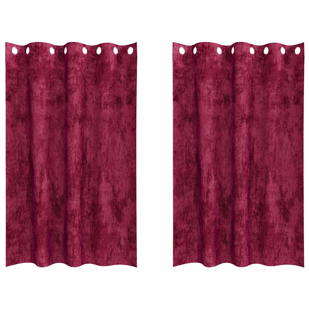 Tende in Velluto 2 pz Rosso Vino 175 x 140 cm Velluto