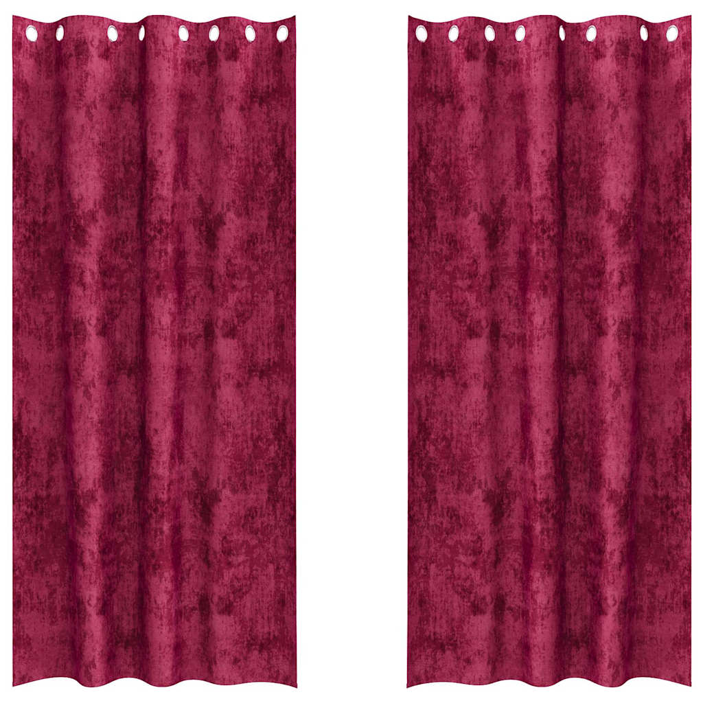 Tende in Velluto 2 pz Rosso vino 245 x 140 cm Velluto