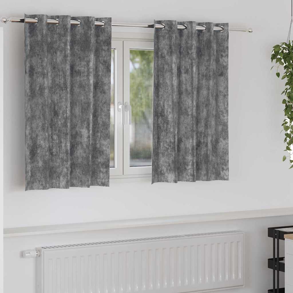 Tende in Velluto 2 pz Grigio 140 x 140 cm Velluto