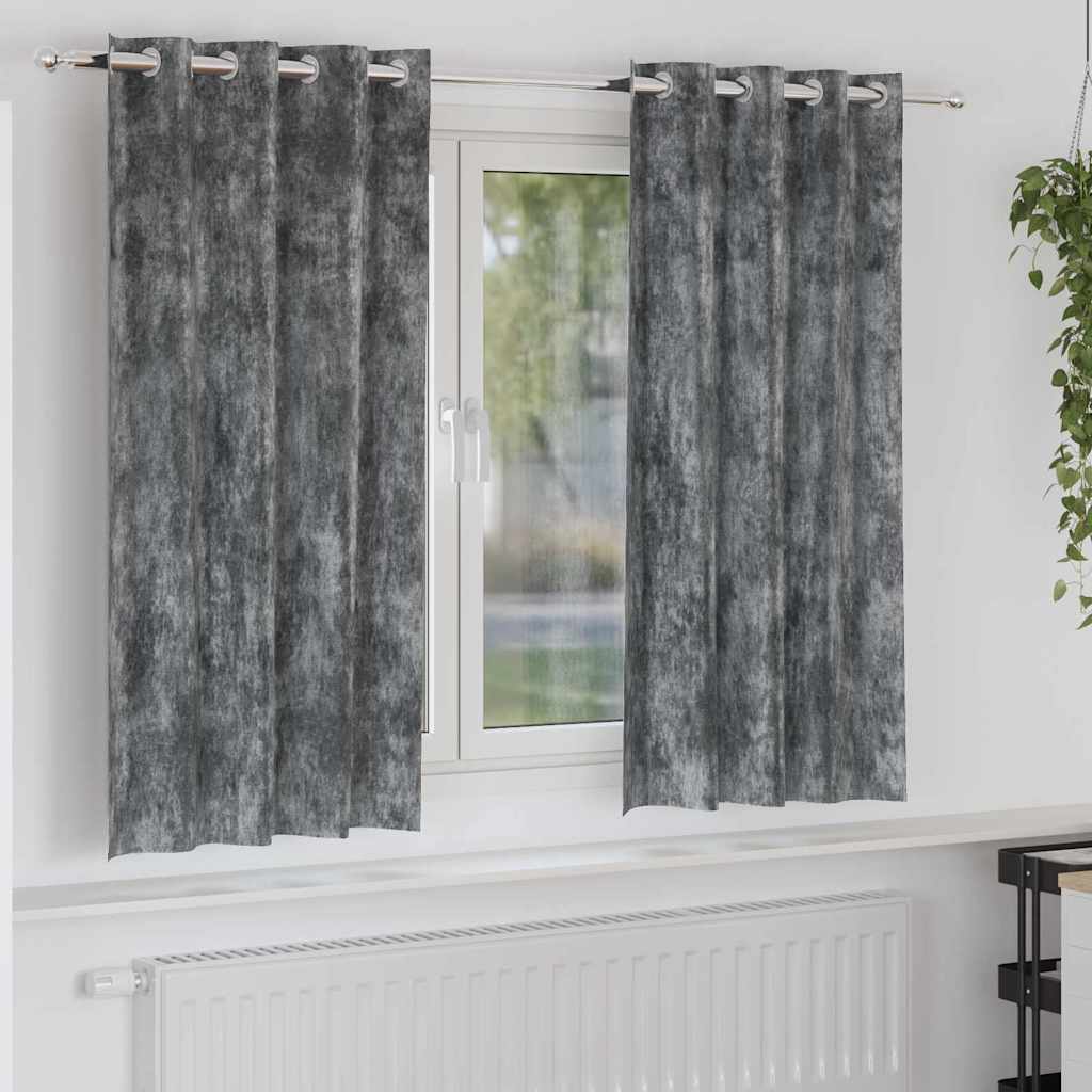 Tende in Velluto 2 pz Grigio 175 x 140 cm Velluto