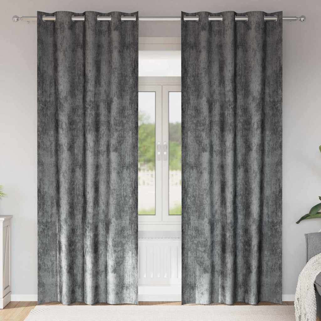 Tende in Velluto 2 pz Grigio 245 x 140 cm Velluto