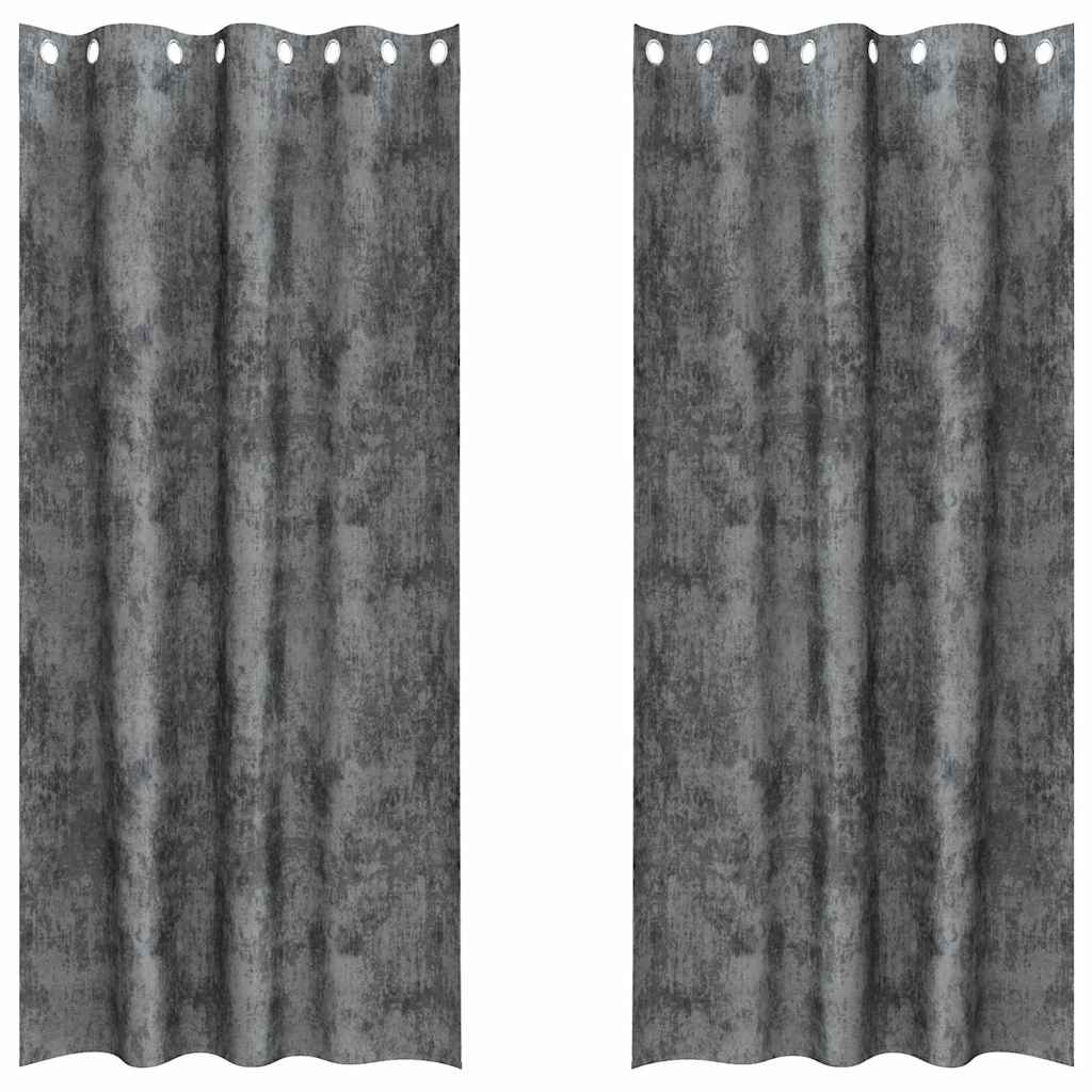 Tende in Velluto 2 pz Grigio 260 x 140 cm Velluto