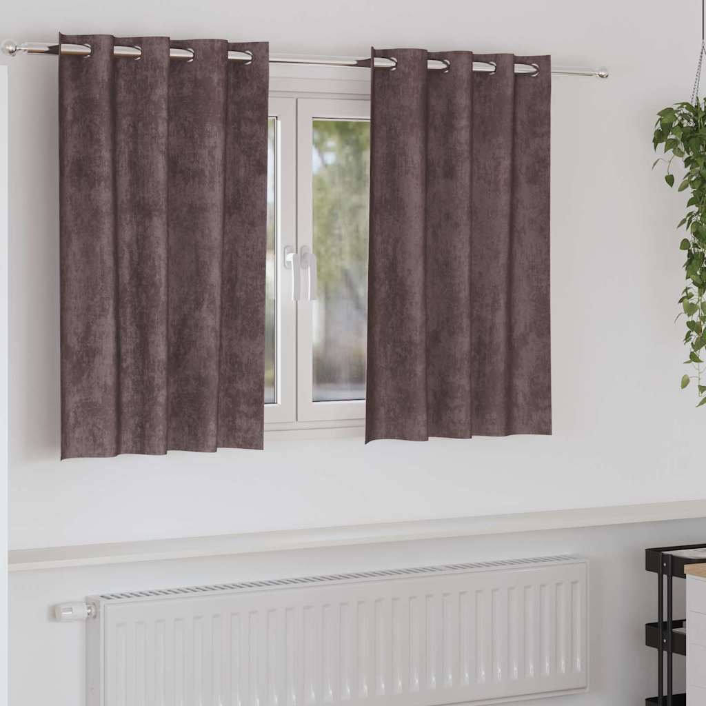 Tende in Velluto 2 pz Marrone 140 x 140 cm Velluto