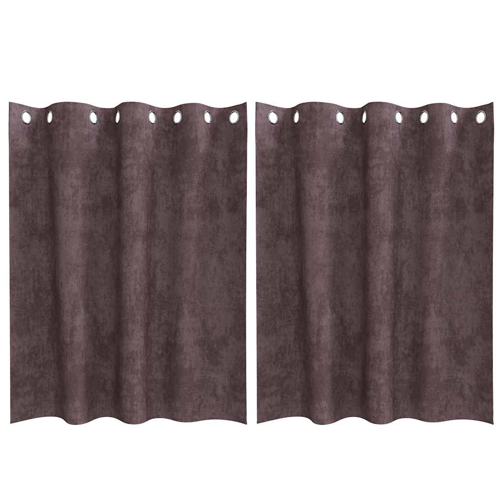 Tende in Velluto 2 pz Marrone 140 x 140 cm Velluto