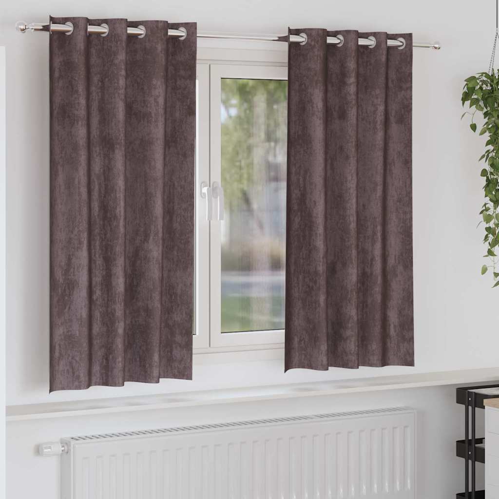 Tende in Velluto 2 pz Marrone 175 x 140 cm Velluto