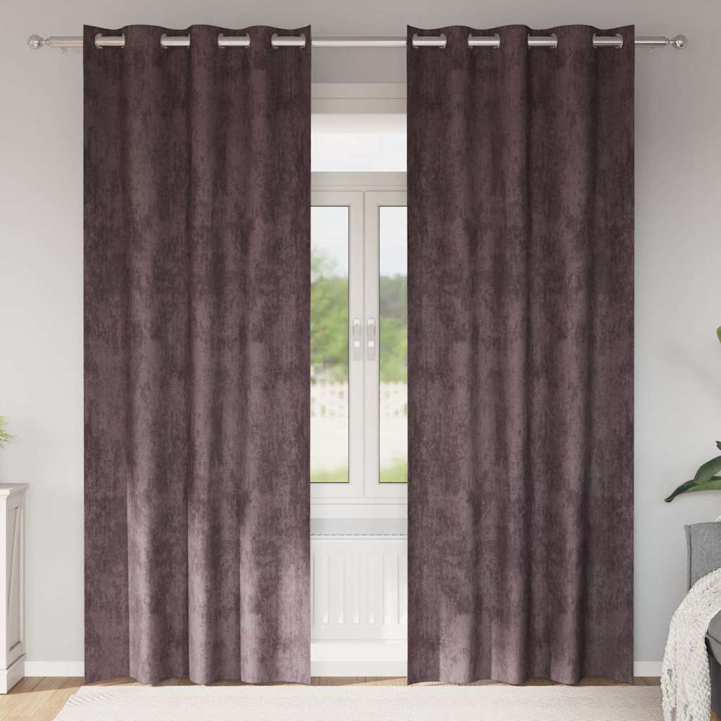 Tende in Velluto 2 pz Marrone 245 x 140 cm Velluto
