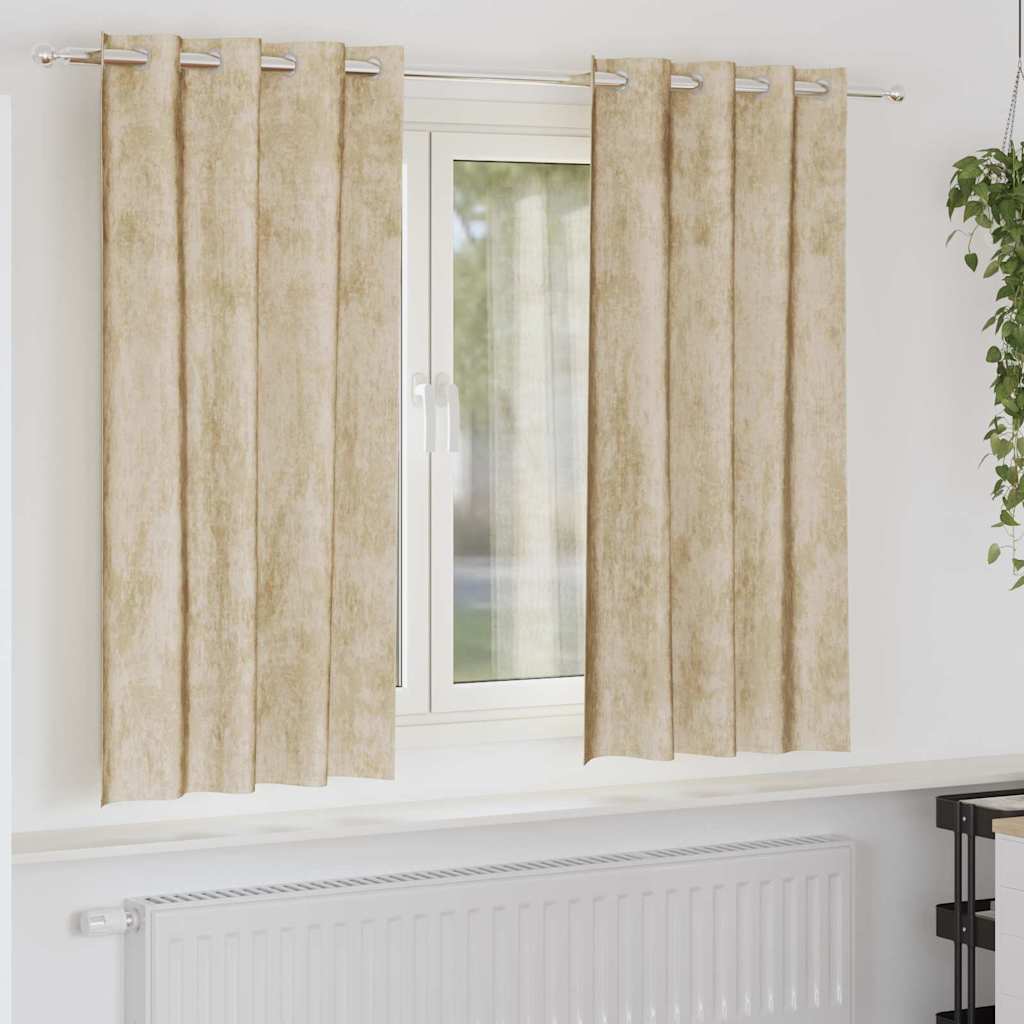 Tende in Velluto 2 pz Crema 175 x 140 cm Velluto